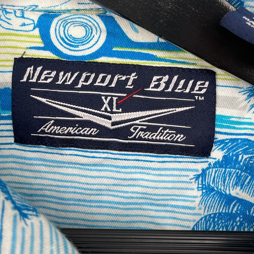 Newport Blue Tropical Shirt Men's Official GM Woody Wagon XL EUC VTG Cars Dad - Picture 5 of 7